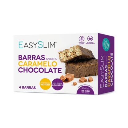 As EasySlim Barras de Caramelo e Chocolate são uma opção prática e saborosa para quem procura um snack equilibrado, rico em proteínas e fácil de transportar